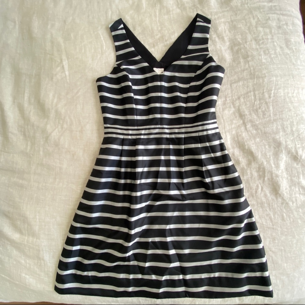 NEW! JCrew Black + Silver Striped Dress